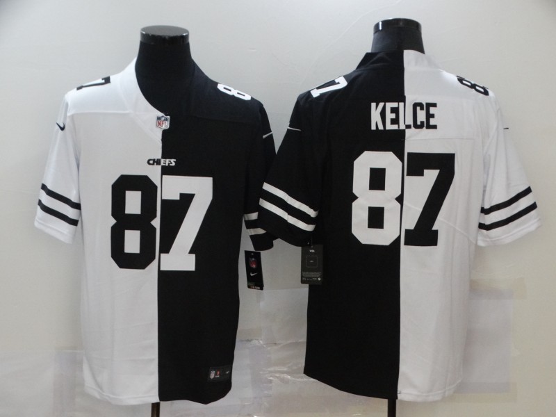 Men's Kansas City Chiefs Travis Kelce #87 Black/White Jersey